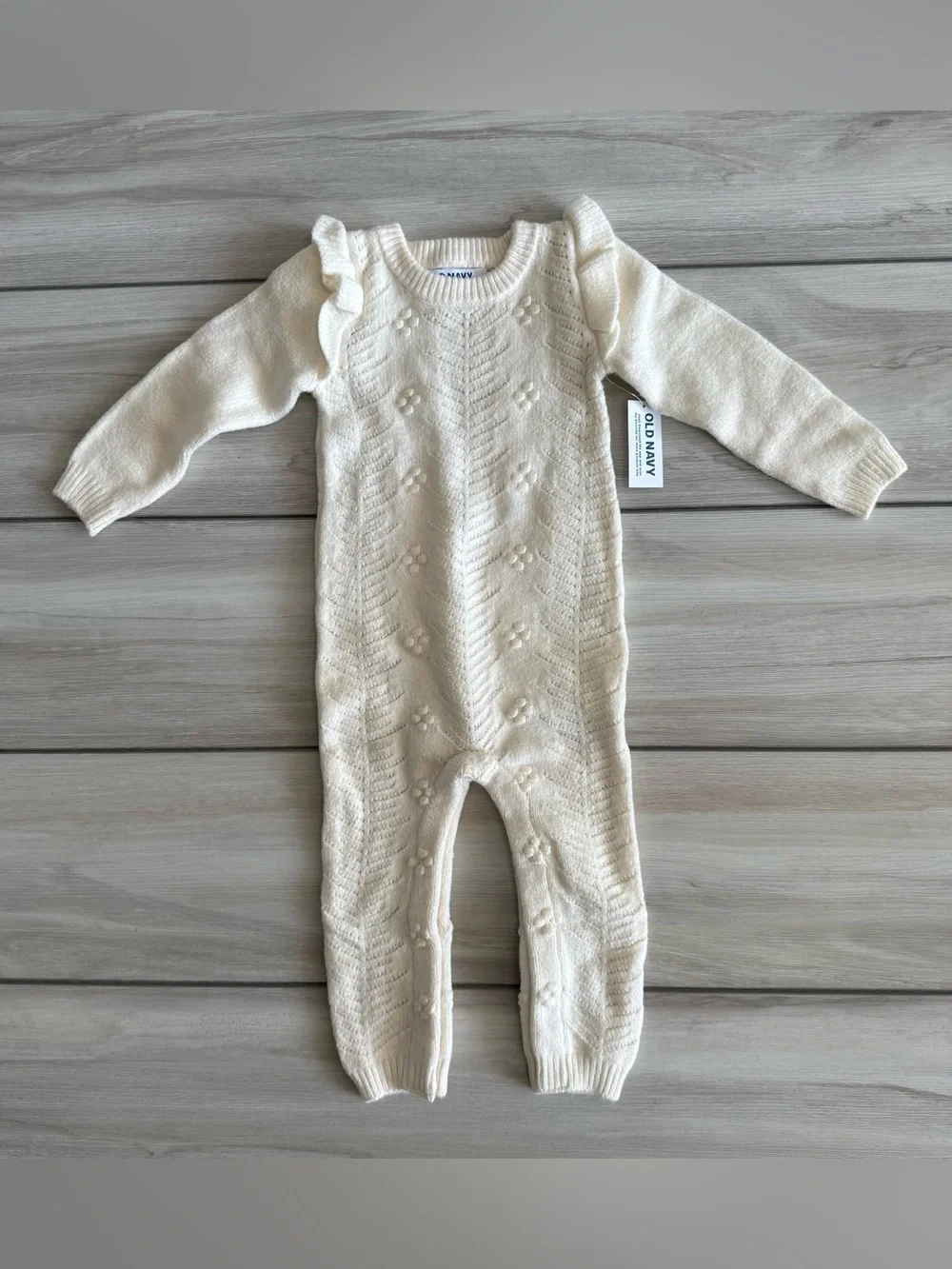 Old Navy SoSoft Ruffled-Shoulder Sweater One-Piece Beige 18-24 Month NWT